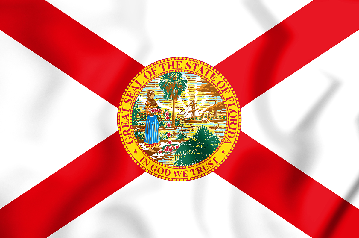 3D Flag of Florida, USA. 3D Illustration.